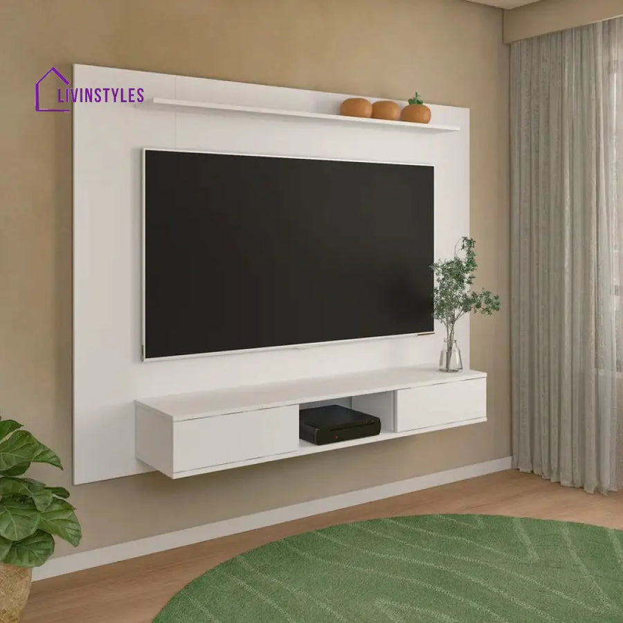 Hannah Wall Mounted White Finish Tv Unit Stand for Living Room
