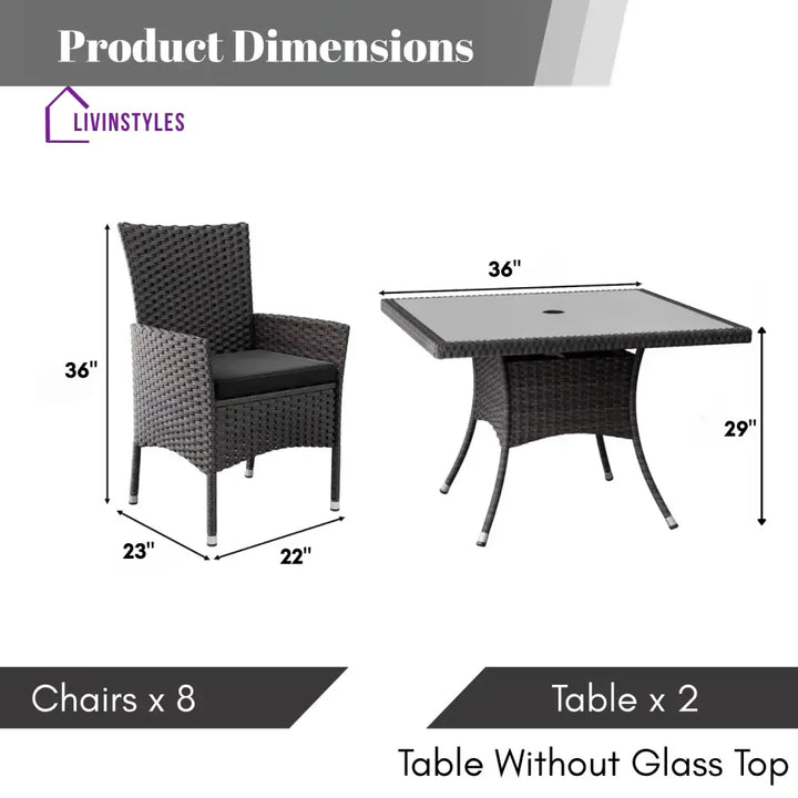 Hansika 10-Piece Outdoor Patio Rattan Dining Set - Dining Set