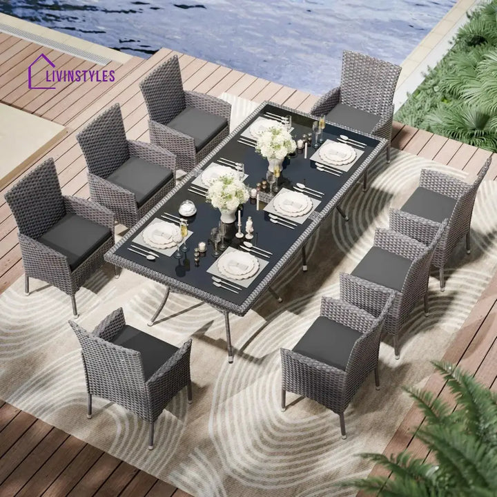 Hansika 10-Piece Outdoor Patio Rattan Dining Set - Dining Set