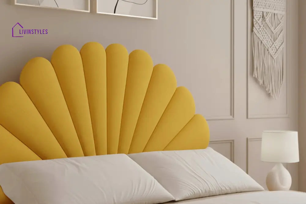 Hao Real Teak wood Hydraulic Bed King Size - Mustard Yellow