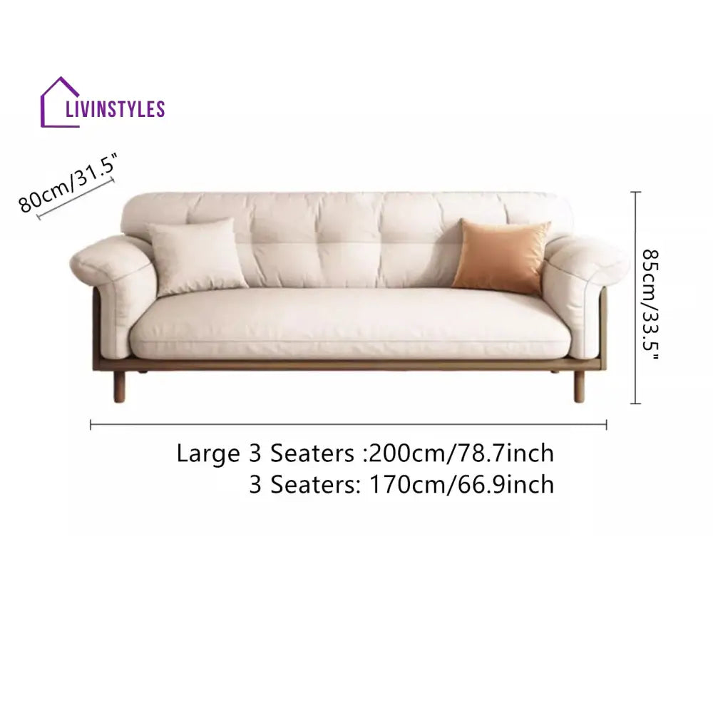 Japandi Style Upholstered Cotton Linen Sofa WALNUT / 1.7M/66.9INCH-3 SEATERS SOFA
