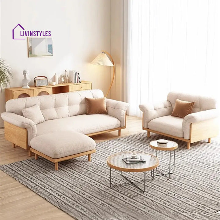 Japandi Style Upholstered Cotton Linen Sofa SOFA