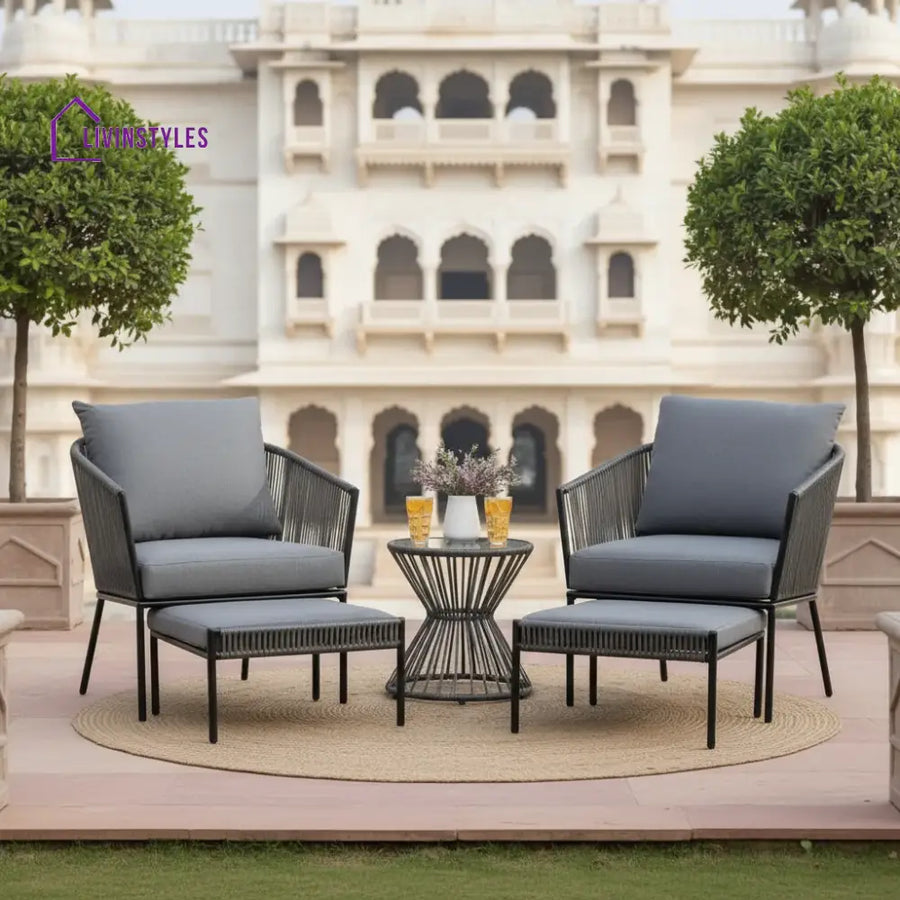 Harini Outdoor 5 Piece Rope Patio Sofa Set (Grey) - Patio Sofa Set