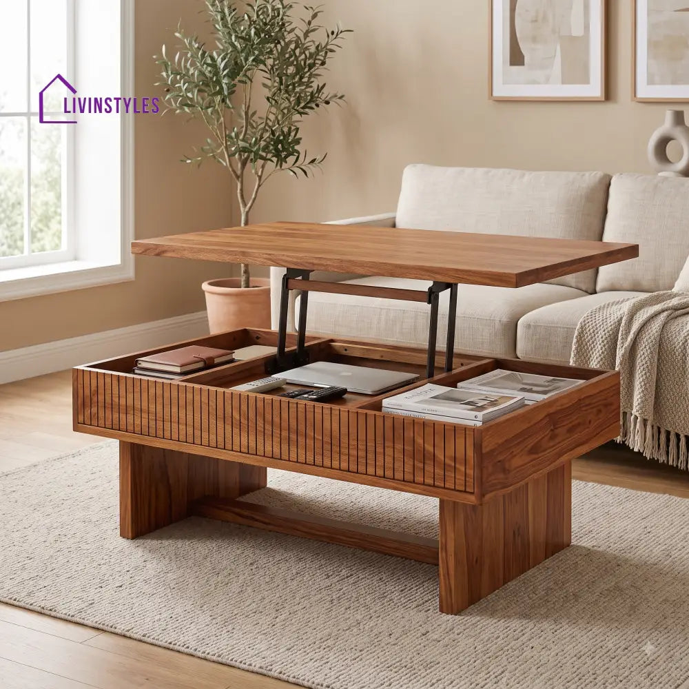 Harini Sheesham Wood Lift Top Coffee Table for Living Room