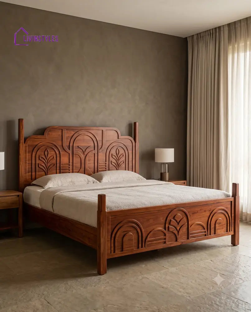 Harini Wooden Bed | Solid Wood Double Bed | Wooden King size bed & Wooden Queen size bed