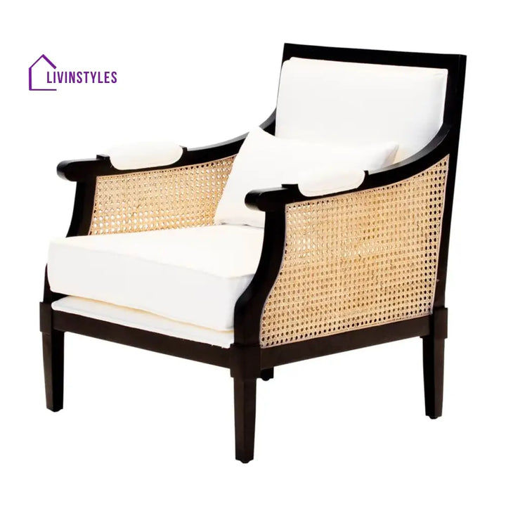 Harita Mango Wood Upholstered Cane Arm Sofa Chair