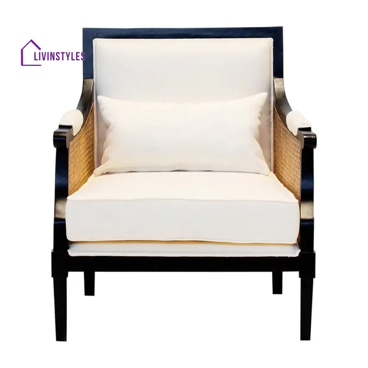 Harita Mango Wood Upholstered Cane Arm Sofa Chair
