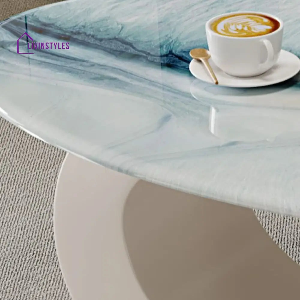 Harita Stainless Steel Frame Coffee Table with Marble Top