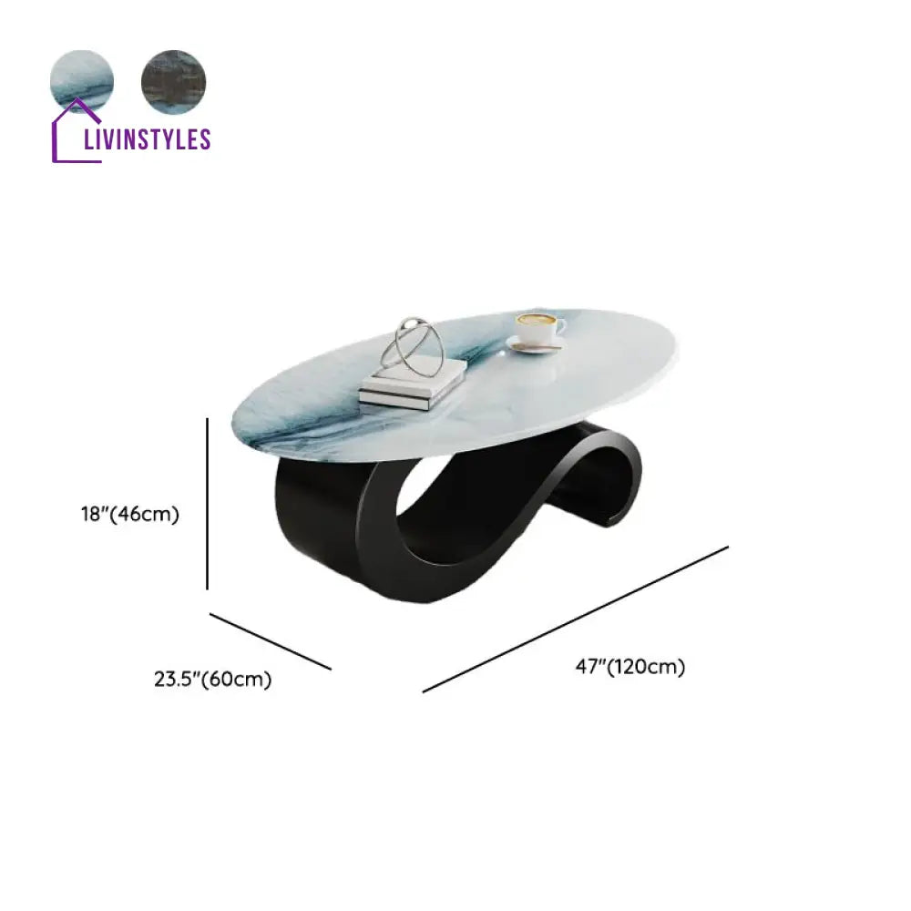 Harita Stainless Steel Frame Coffee Table with Marble Top