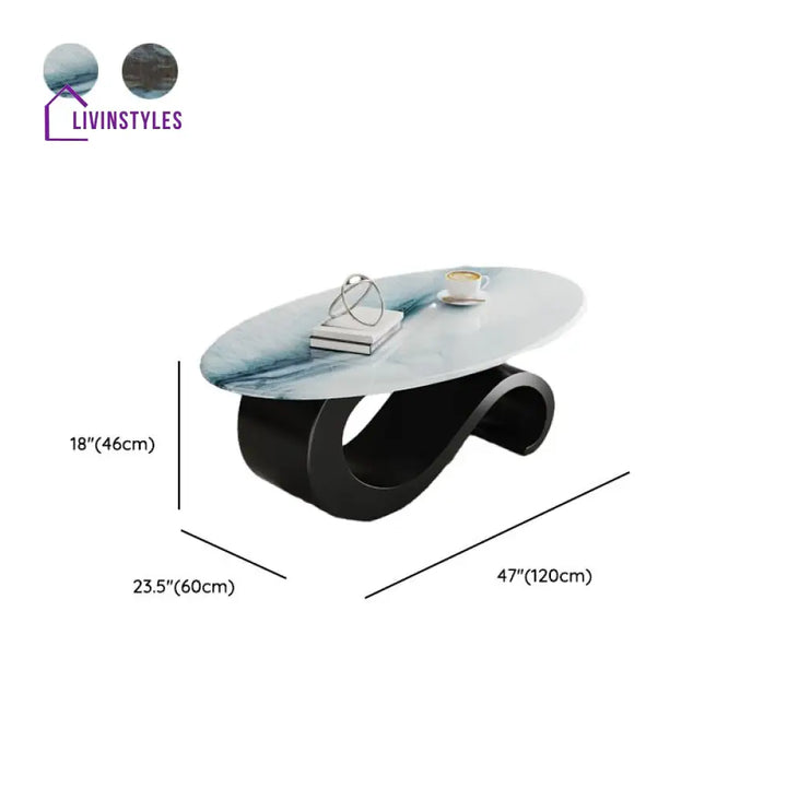 Harita Stainless Steel Frame Coffee Table with Marble Top