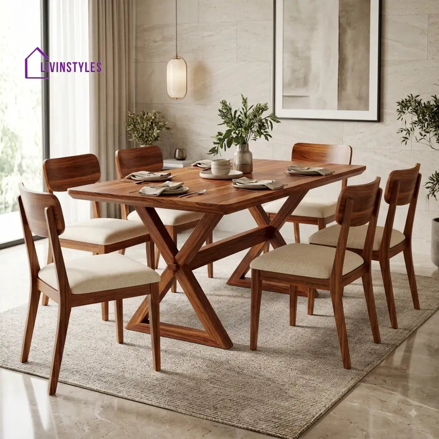 Haritha Premium Wooden 6 Seater Dining Table Set