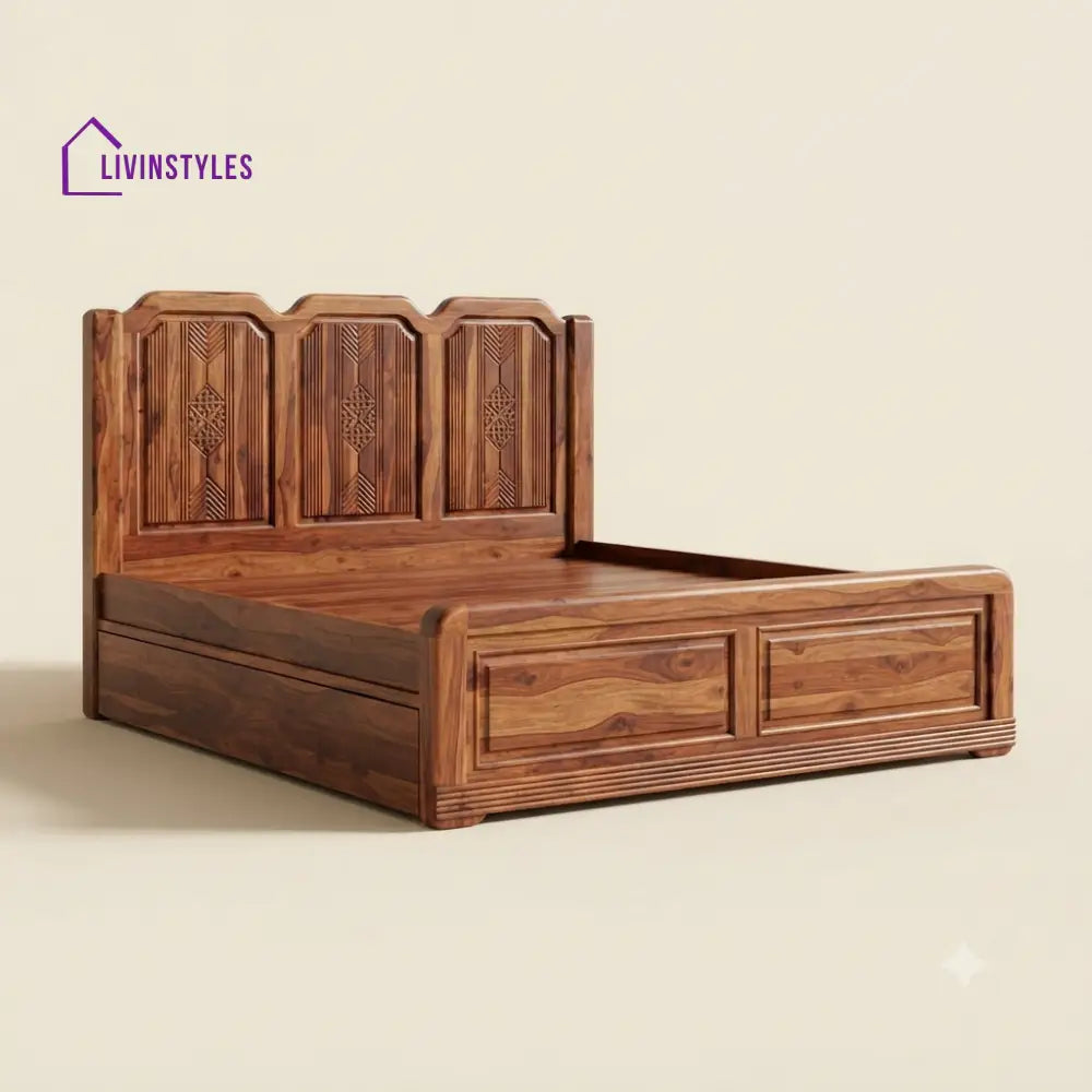 Haritha Sheesham Wood Bed With Box Storage | Wooden Bed