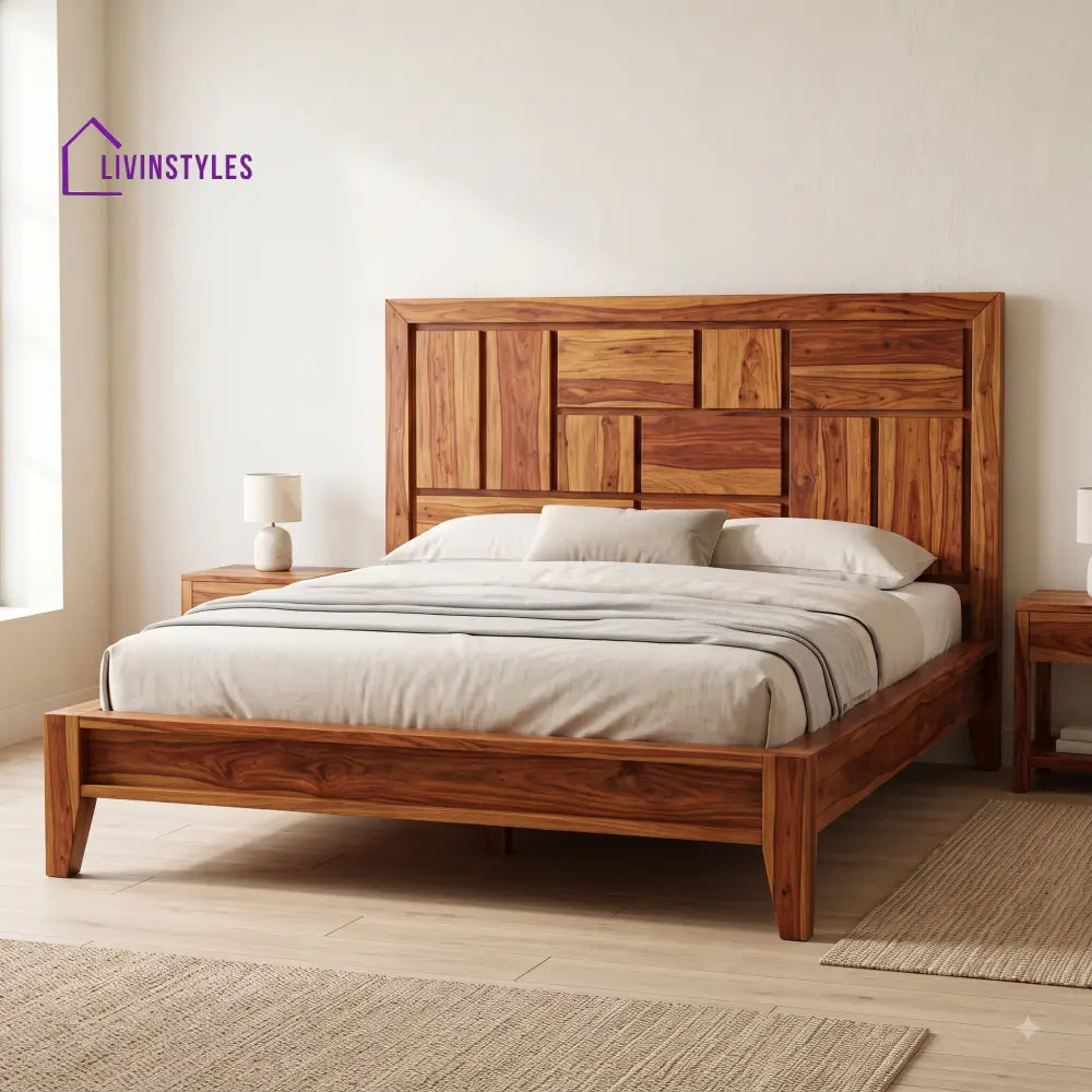 Haritha Sheesham Wood King Size Bed | Wooden Bed without Storage
