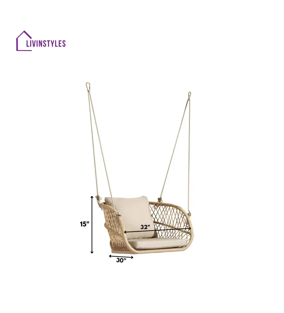 Harley Single Seater Hanging Swing Without Stand For Balcony Garden Swing (Honey) - Swings