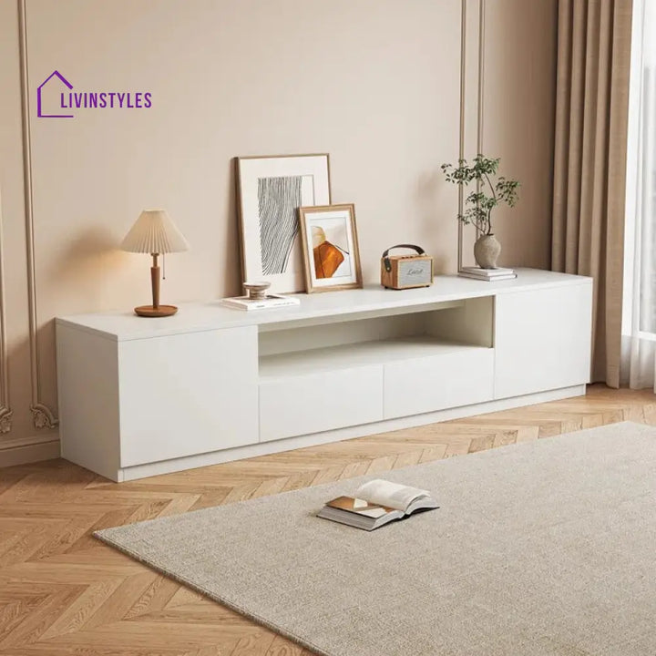 Harlow White Finish Tv Unit Stand for Living Room