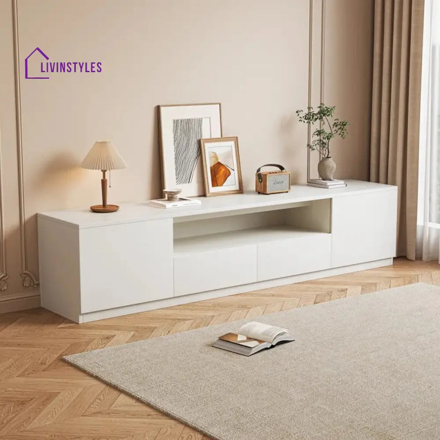Harlow White Finish Tv Unit Stand for Living Room