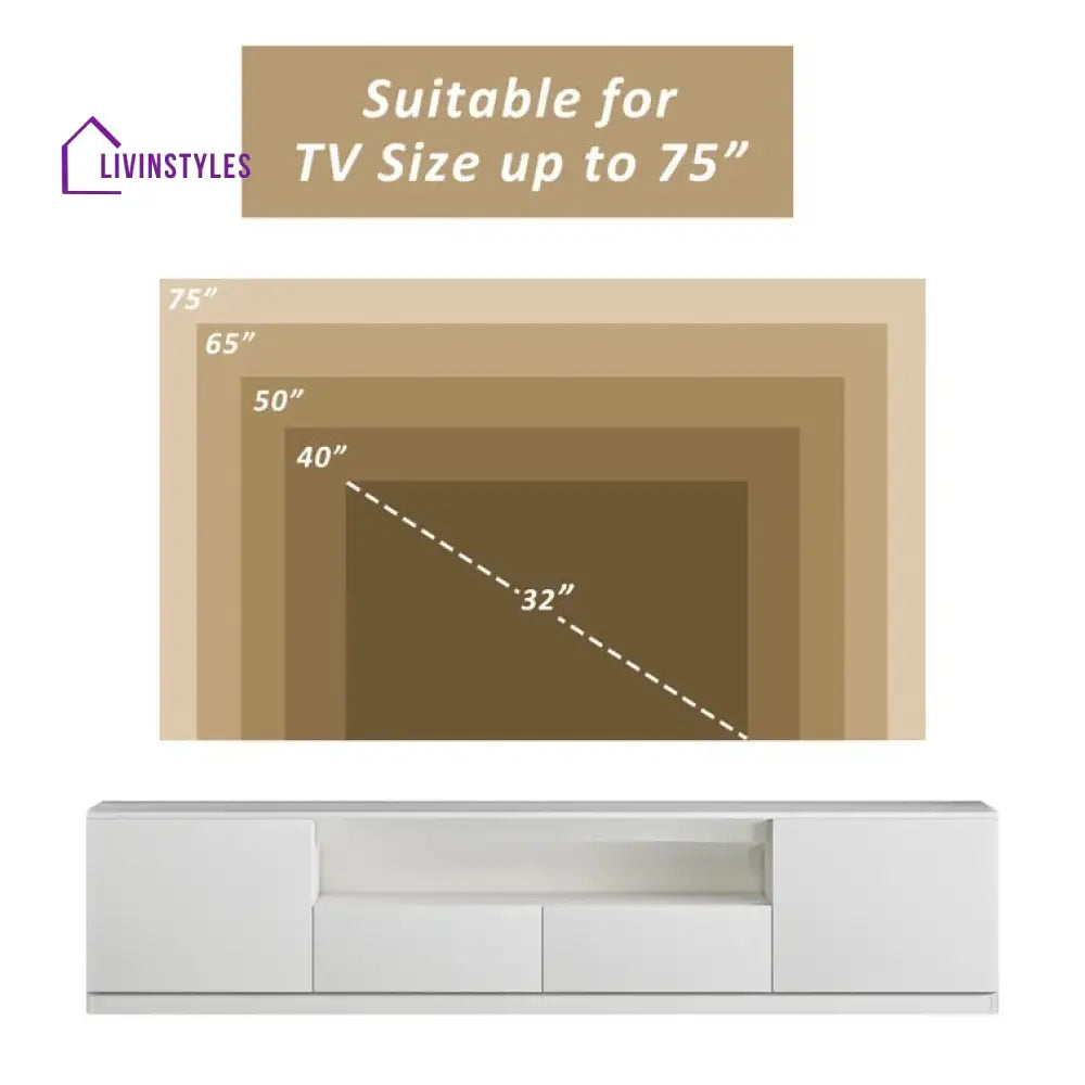 Harlow White Finish Tv Unit Stand for Living Room