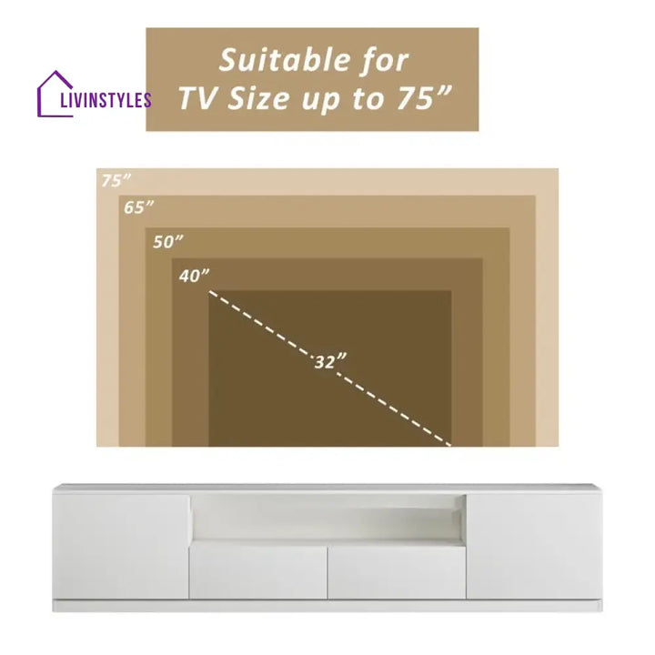 Harlow White Finish Tv Unit Stand for Living Room