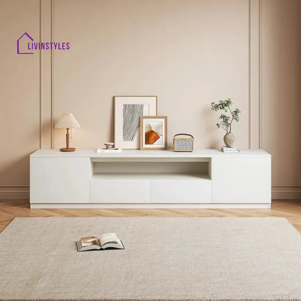 Harlow White Finish Tv Unit Stand for Living Room