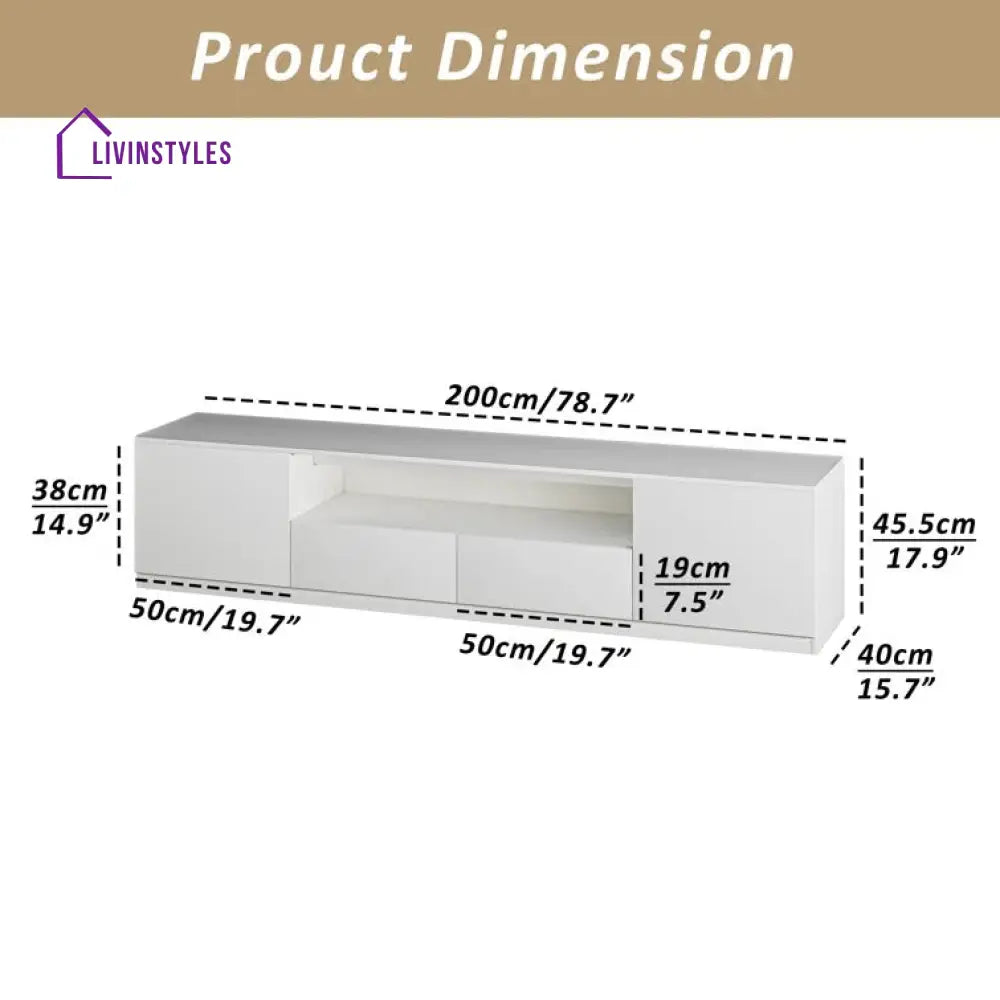 Harlow White Finish Tv Unit Stand for Living Room