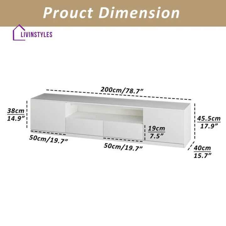 Harlow White Finish Tv Unit Stand for Living Room