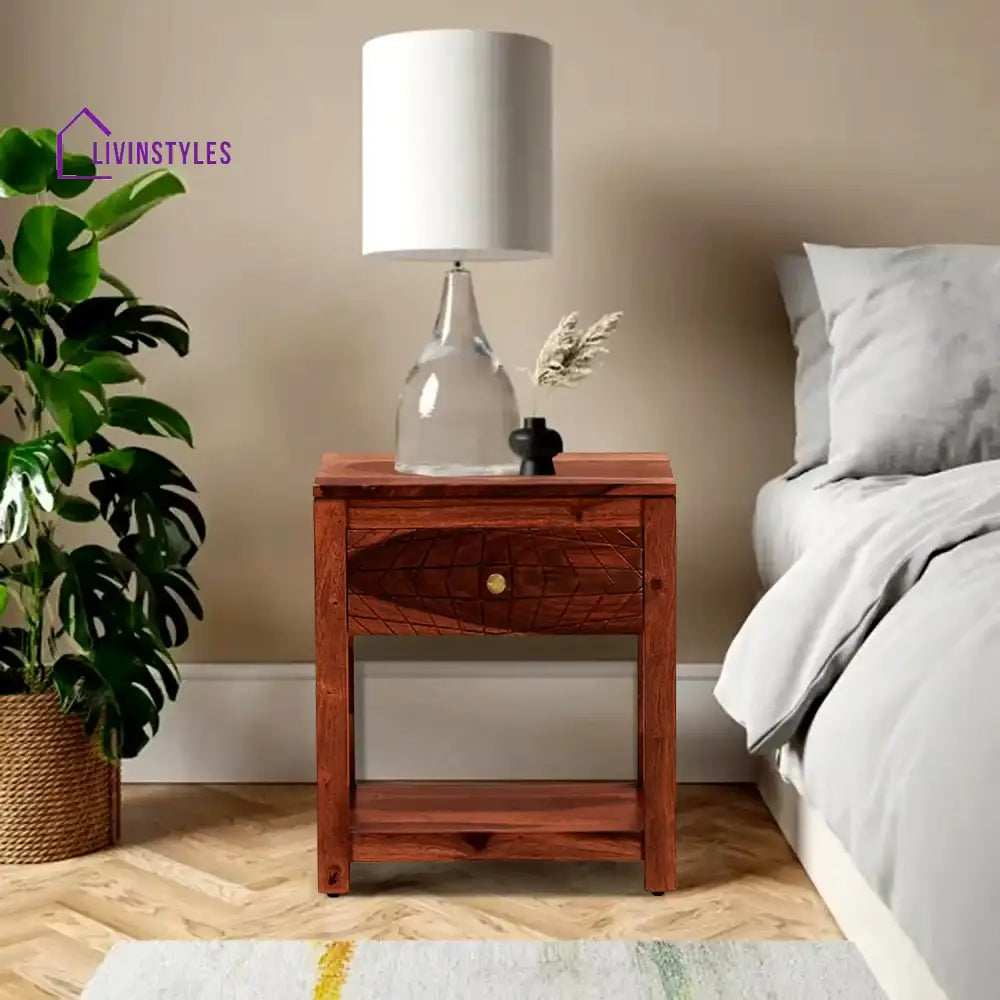 Harmonia Solid Wood Bedside Honey Bedroom Furniture Sets