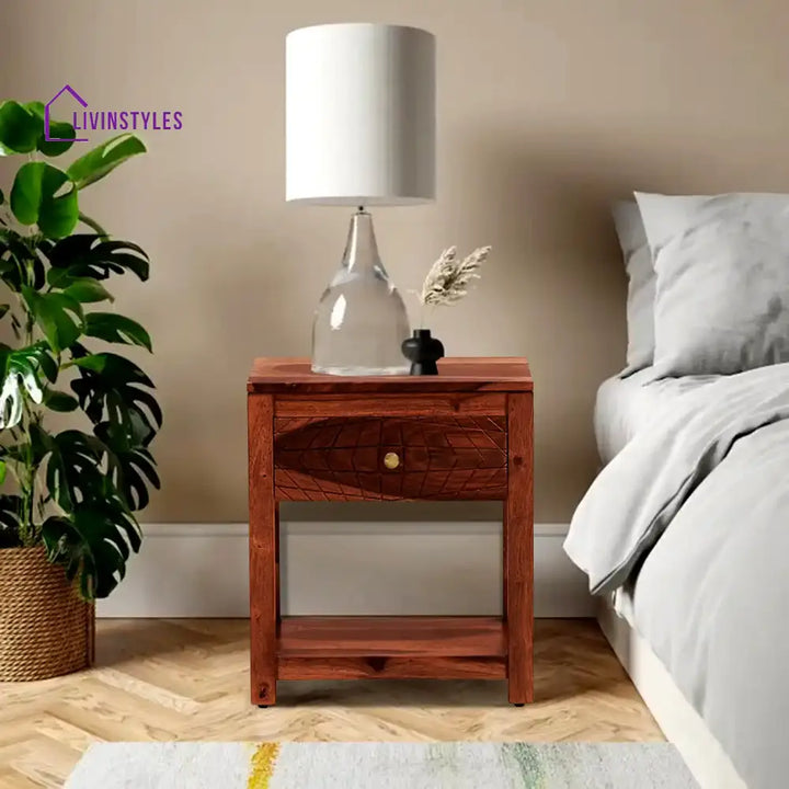 Harmonia Solid Wood Bedside Honey Bedroom Furniture Sets