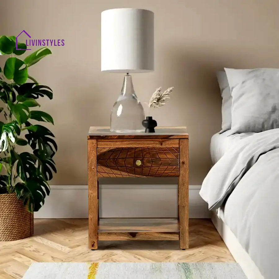 Harmonia Solid Wood Bedside Teak Bedroom Furniture Sets