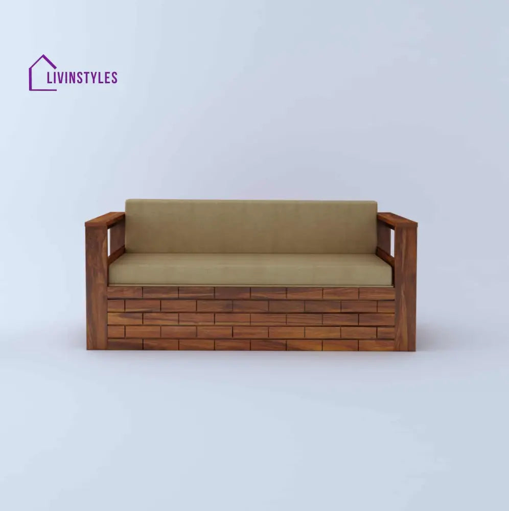Harmony Solid Sheesham Wood 3 Seater Sofa Cum Bed With Headboard and Mini Storage Sofa Cum Bed