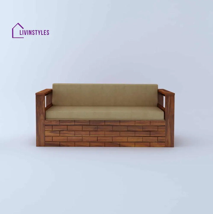 Harmony Solid Sheesham Wood 3 Seater Sofa Cum Bed With Headboard and Mini Storage Sofa Cum Bed