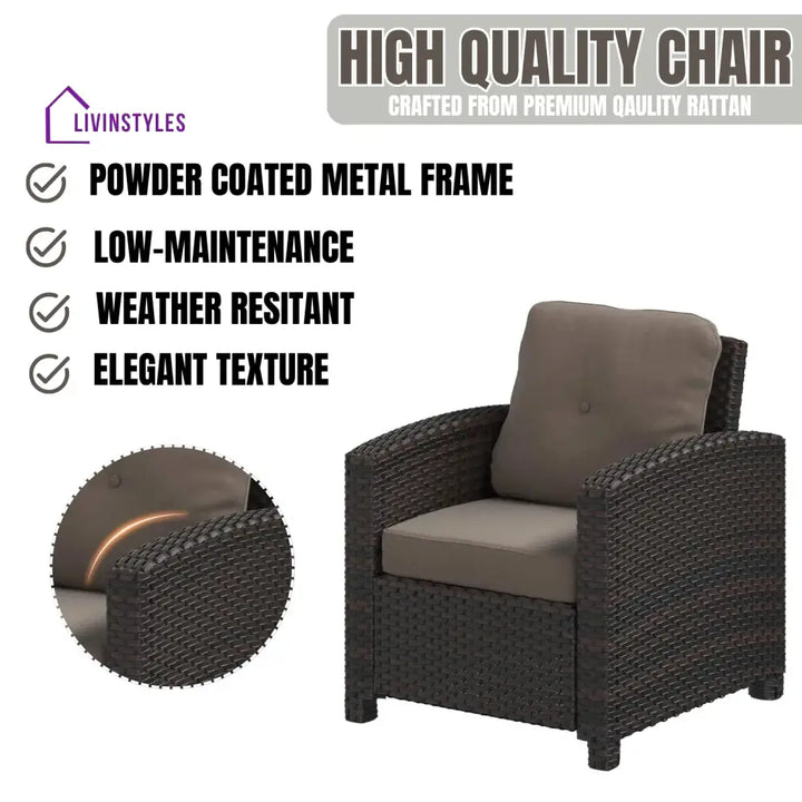 Harper 1-Piece Outdoor Wicker Single Seater Sofa - Sofa Set