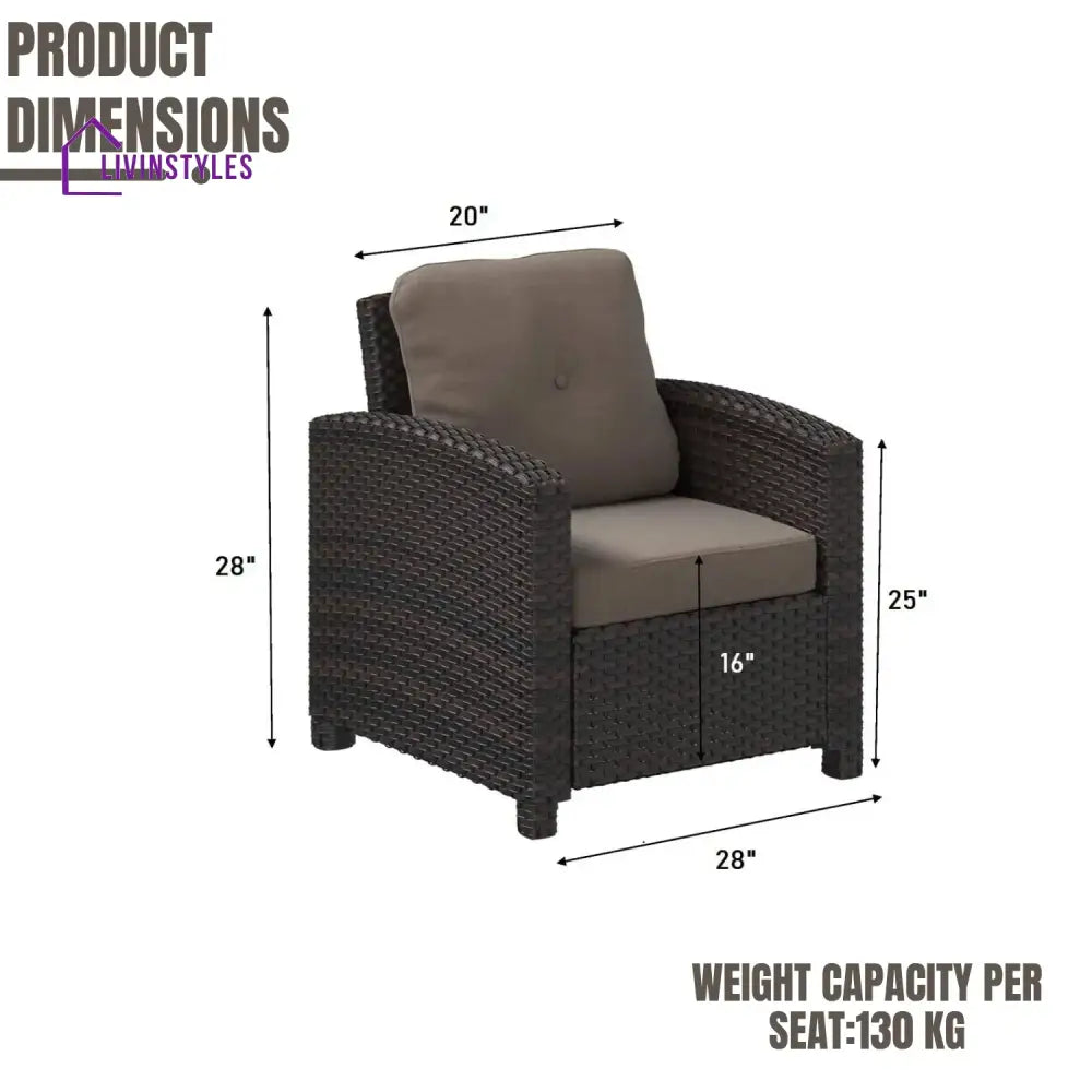 Harper 1-Piece Outdoor Wicker Single Seater Sofa - Sofa Set