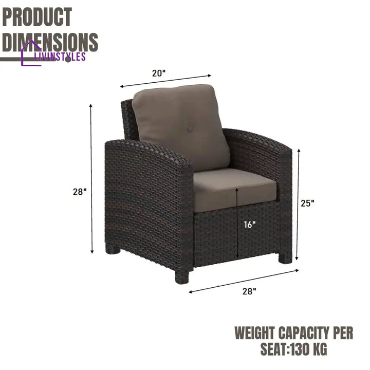 Harper 1-Piece Outdoor Wicker Single Seater Sofa - Sofa Set