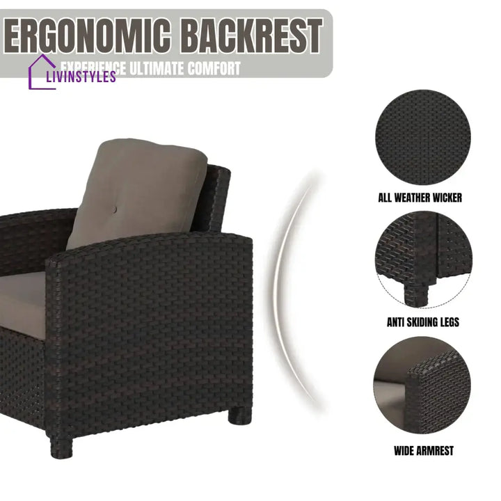 Harper 1-Piece Outdoor Wicker Single Seater Sofa - Sofa Set