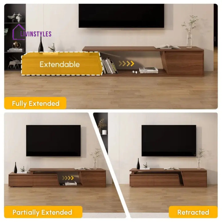 Harper Wooden Finish Tv Unit Stand for Living Room