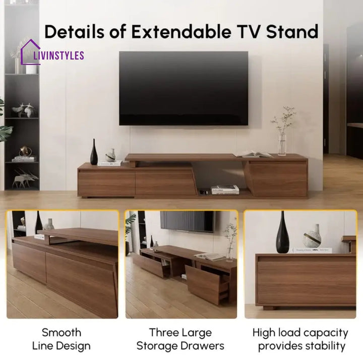 Harper Wooden Finish Tv Unit Stand for Living Room