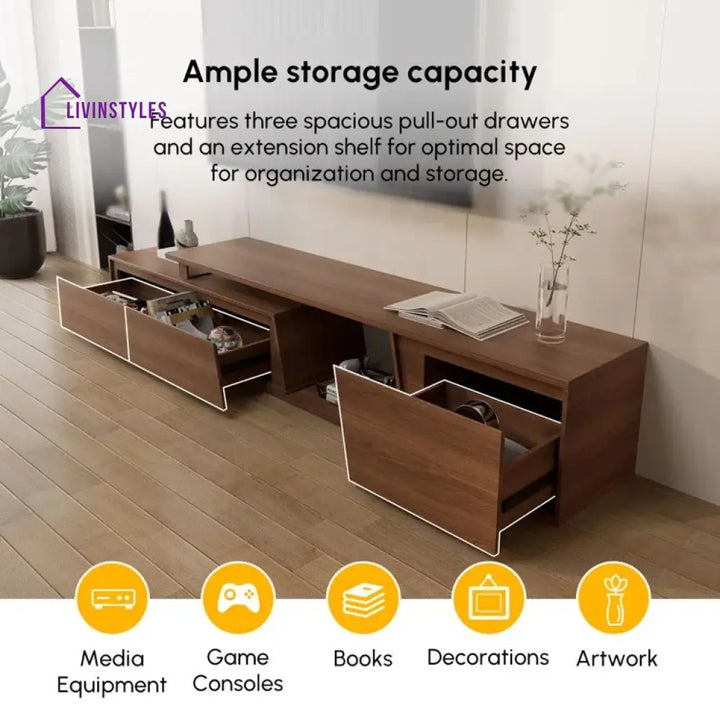 Harper Wooden Finish Tv Unit Stand for Living Room