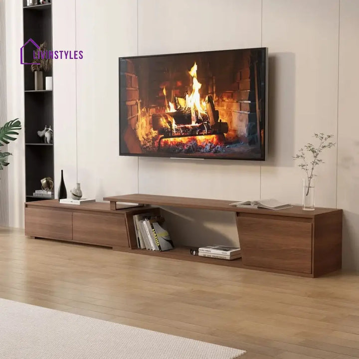 Harper Wooden Finish Tv Unit Stand for Living Room