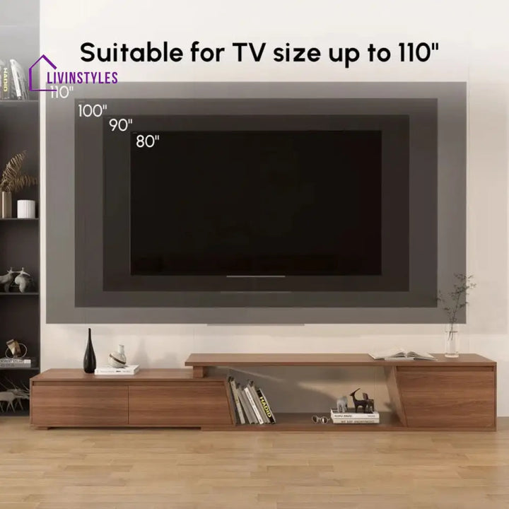 Harper Wooden Finish Tv Unit Stand for Living Room
