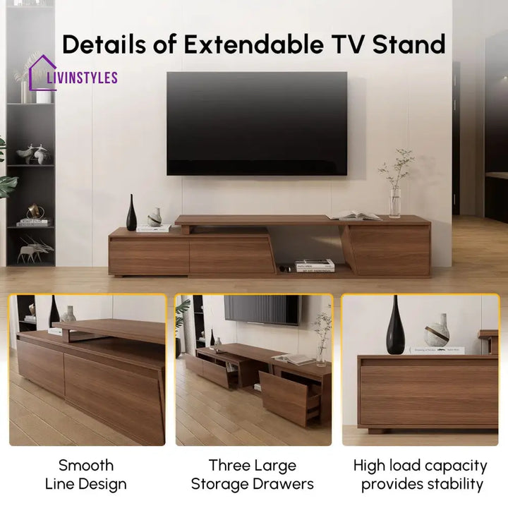 Harper Wooden Finish Tv Unit Stand for Living Room