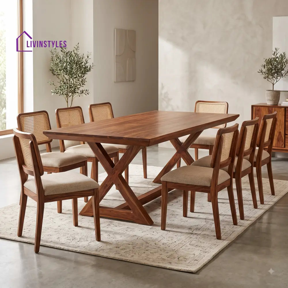 Harsh Premium Solid Wood 8 Seater Dining Table Set
