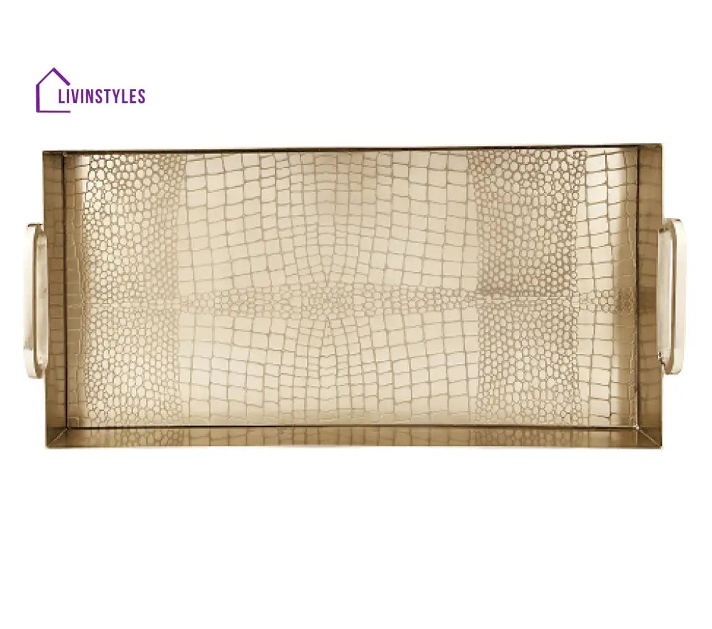 Hartley Gold Croc Tray With Handles