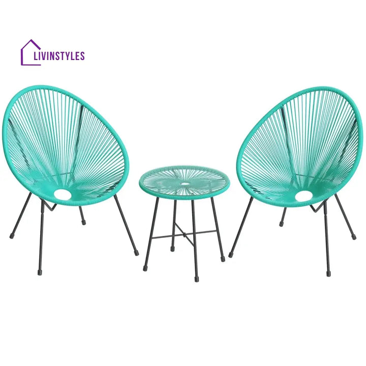 Harvest Outdoor Patio Seating Set 2 Chairs and 1 Table Set (Aqua Green) - Coffee Table Sets