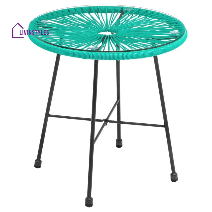 Harvest Outdoor Patio Seating Set 2 Chairs and 1 Table Set (Aqua Green) - Coffee Table Sets