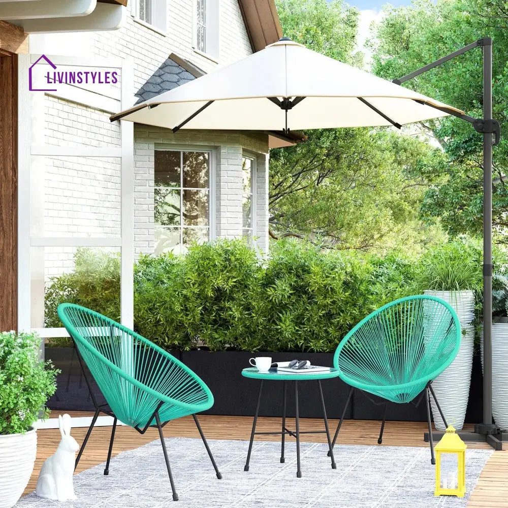 Harvest Outdoor Patio Seating Set 2 Chairs and 1 Table Set (Aqua Green) - Coffee Table Sets