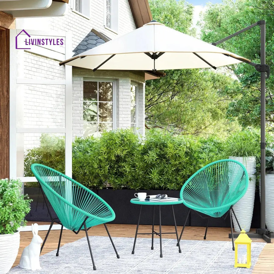 Harvest Outdoor Patio Seating Set 2 Chairs and 1 Table Set (Aqua Green) - Coffee Table Sets