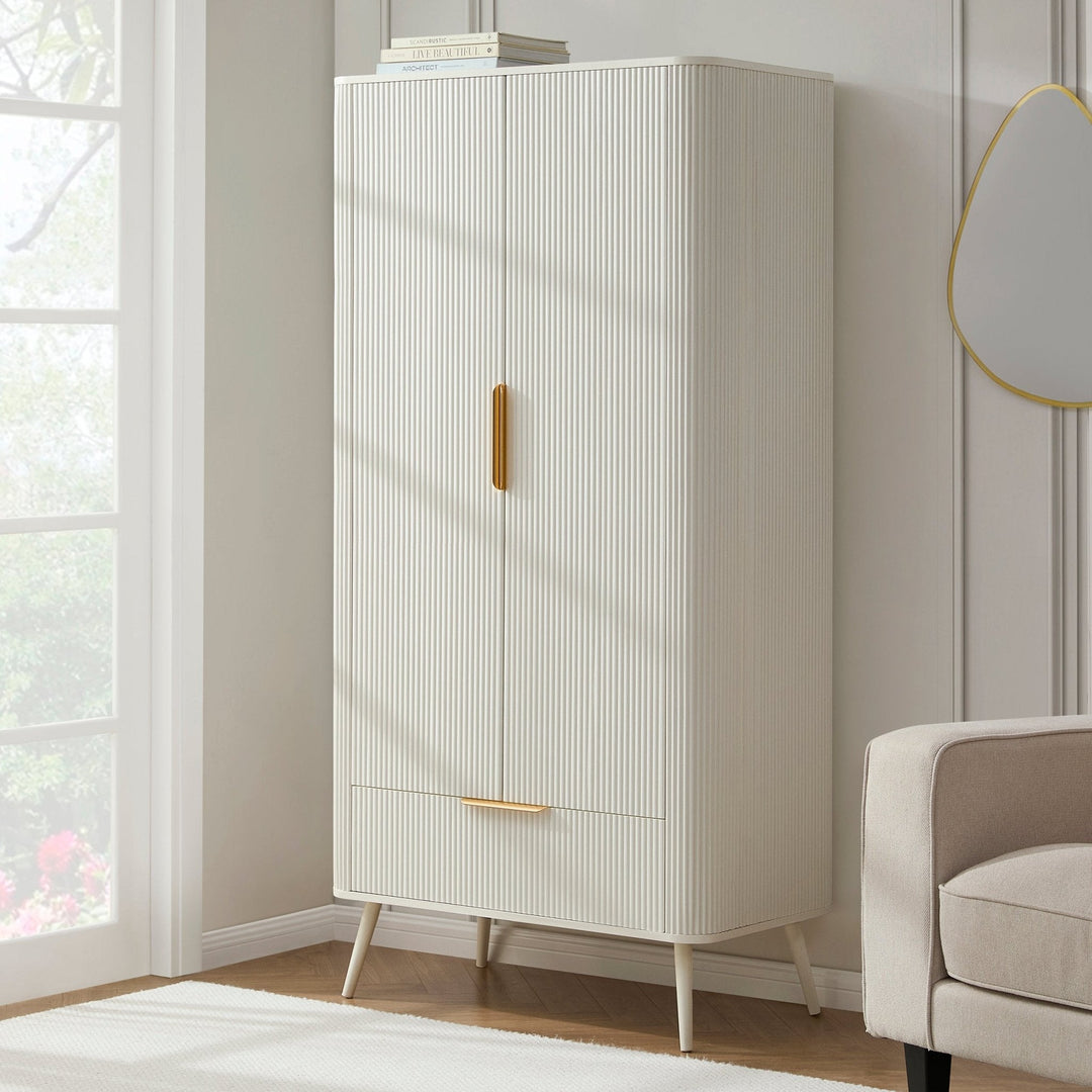 Amador 2 Door Wardrobe with Drawer - Warm White Wardrobe