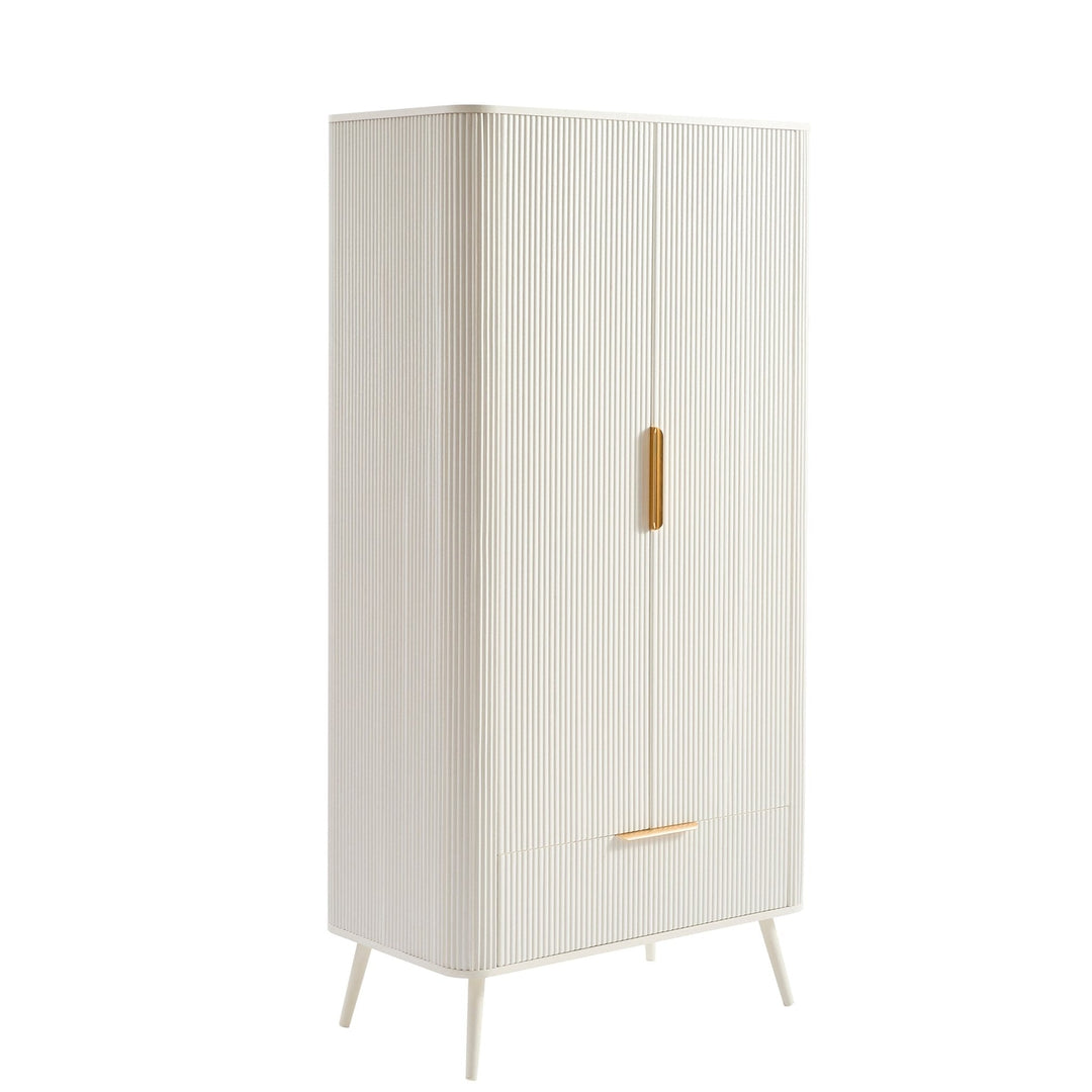 Amador 2 Door Wardrobe with Drawer - Warm White Wardrobe