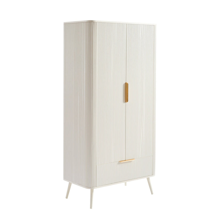 Amador 2 Door Wardrobe with Drawer - Warm White Wardrobe