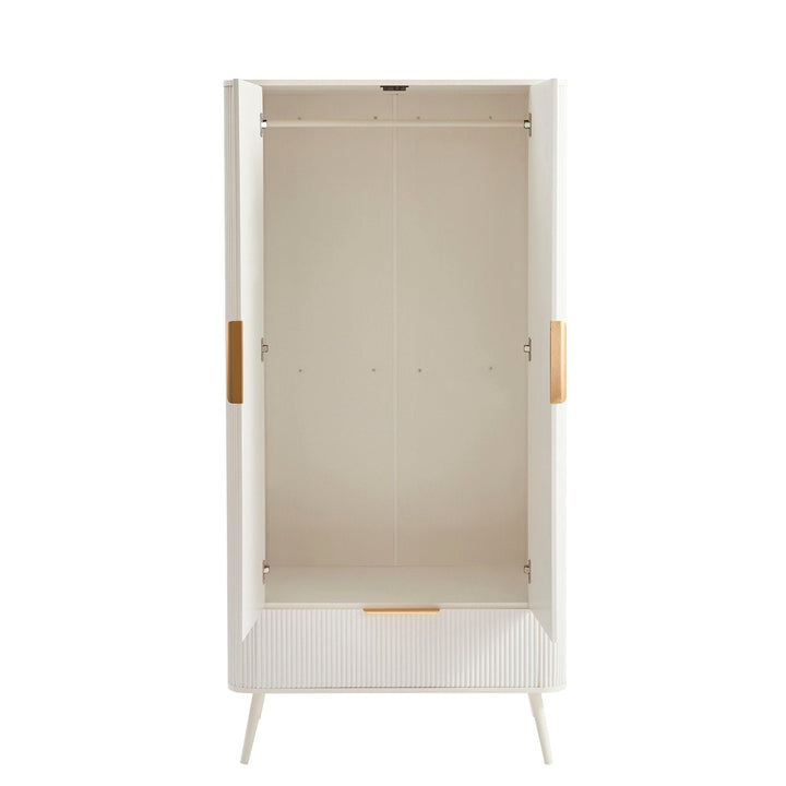 Amador 2 Door Wardrobe with Drawer - Warm White Wardrobe